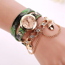 Load image into Gallery viewer, 2018 New Fashion Unisex Woman Leather Rhinestone Rivet Chain Quartz Bracelet Wrist watches ladies watch dropshipping --192--