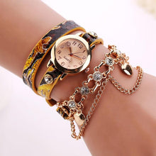 Load image into Gallery viewer, 2018 New Fashion Unisex Woman Leather Rhinestone Rivet Chain Quartz Bracelet Wrist watches ladies watch dropshipping --192--
