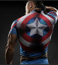 Load image into Gallery viewer, Short Sleeve 3D T Shirt Men T-Shirt Male Crossfit Tee Captain America Superman tshirt Men Fitness Compression Shirt Punisher --117--
