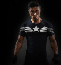 Load image into Gallery viewer, Short Sleeve 3D T Shirt Men T-Shirt Male Crossfit Tee Captain America Superman tshirt Men Fitness Compression Shirt Punisher --117--