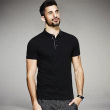 Load image into Gallery viewer, KUEGOU New Summer Mens Casual Polo Shirts Patchwork Black Brand Clothing For Man's Short Sleeve Slim Fit Clothes Male Tops --108--