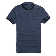 Load image into Gallery viewer, 2018 Men new summer casual black rivet decorative design polo shirt men slim fit cotton fashion polo men breathable popular polo--107--