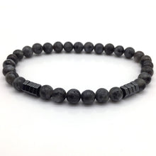 Load image into Gallery viewer, NAIQUBE 2018 New Fashion stone Bead Charm Bracelet Men Jewelry 6mm Matte Bead with Column Hematite Bracelet For Men Gift--153--