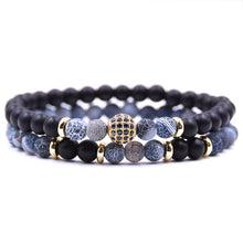 Load image into Gallery viewer, HYHONEY 2pc/sets Natural stone Bracelet men Micro Pave CZ 8mm Disco Ball Charms Bracelets for women Men jewelry viking bijoux--155--