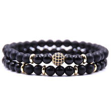 Load image into Gallery viewer, HYHONEY 2pc/sets Natural stone Bracelet men Micro Pave CZ 8mm Disco Ball Charms Bracelets for women Men jewelry viking bijoux--155--