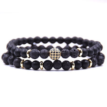 Load image into Gallery viewer, HYHONEY 2pc/sets Natural stone Bracelet men Micro Pave CZ 8mm Disco Ball Charms Bracelets for women Men jewelry viking bijoux--155--