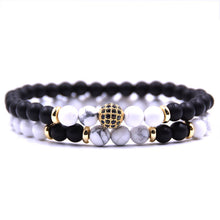 Load image into Gallery viewer, HYHONEY 2pc/sets Natural stone Bracelet men Micro Pave CZ 8mm Disco Ball Charms Bracelets for women Men jewelry viking bijoux--155--