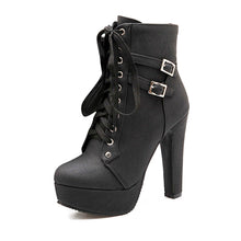 Load image into Gallery viewer, MCCKLE Plus Size Ankle Boots For Women Platform High Heels Female Lace Up Shoes Woman Buckle Short Boot Casual Ladies Footwear--76--