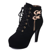 Load image into Gallery viewer, MCCKLE Plus Size Ankle Boots For Women Platform High Heels Female Lace Up Shoes Woman Buckle Short Boot Casual Ladies Footwear--76--