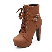 Load image into Gallery viewer, MCCKLE Plus Size Ankle Boots For Women Platform High Heels Female Lace Up Shoes Woman Buckle Short Boot Casual Ladies Footwear--76--