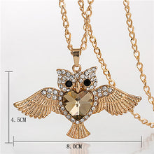 Load image into Gallery viewer, LNRRABC Women Sweater Chain Necklace Owl Design Rhinestones Crystal Pendant Necklaces Jewelry Clothing Accessories Drop Shipping--166--