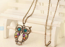 Load image into Gallery viewer, LNRRABC Women Sweater Chain Necklace Owl Design Rhinestones Crystal Pendant Necklaces Jewelry Clothing Accessories Drop Shipping--166--