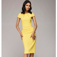 Load image into Gallery viewer, Summer 2018 Dress Women Solid Slim dress Short Sleeve Office Business Dress Elegant Sheath Party Vestidos--93--