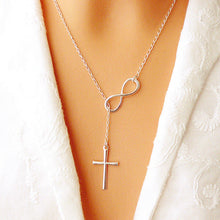Load image into Gallery viewer, Hot new New 2018 Lovely Chic Infinity Cross Long Silver Chain Pendant Fashion Necklaces For Women Jewelry Gift--165--