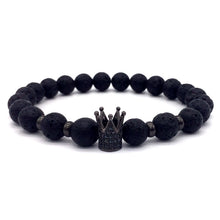 Load image into Gallery viewer, 2018 Hot Trendy Lava Stone Pave CZ Imperial Crown And Helmet Charm Bracelet For Men Or Women Bracelet Jewelry Pulseira hombres--152--