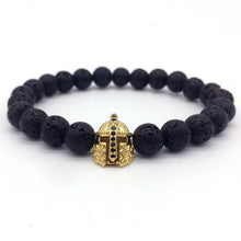 Load image into Gallery viewer, 2018 Hot Trendy Lava Stone Pave CZ Imperial Crown And Helmet Charm Bracelet For Men Or Women Bracelet Jewelry Pulseira hombres--152--