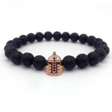 Load image into Gallery viewer, 2018 Hot Trendy Lava Stone Pave CZ Imperial Crown And Helmet Charm Bracelet For Men Or Women Bracelet Jewelry Pulseira hombres--152--