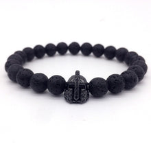 Load image into Gallery viewer, 2018 Hot Trendy Lava Stone Pave CZ Imperial Crown And Helmet Charm Bracelet For Men Or Women Bracelet Jewelry Pulseira hombres--152--