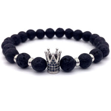 Load image into Gallery viewer, 2018 Hot Trendy Lava Stone Pave CZ Imperial Crown And Helmet Charm Bracelet For Men Or Women Bracelet Jewelry Pulseira hombres--152--