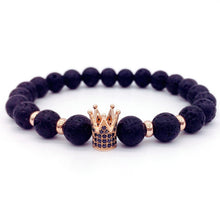 Load image into Gallery viewer, 2018 Hot Trendy Lava Stone Pave CZ Imperial Crown And Helmet Charm Bracelet For Men Or Women Bracelet Jewelry Pulseira hombres--152--