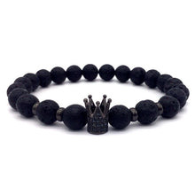 Load image into Gallery viewer, 2018 Hot Trendy Lava Stone Pave CZ Imperial Crown And Helmet Charm Bracelet For Men Or Women Bracelet Jewelry Pulseira hombres--152--