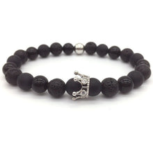 Load image into Gallery viewer, 2018 Hot Trendy Lava Stone Pave CZ Imperial Crown And Helmet Charm Bracelet For Men Or Women Bracelet Jewelry Pulseira hombres--152--