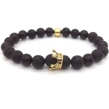 Load image into Gallery viewer, 2018 Hot Trendy Lava Stone Pave CZ Imperial Crown And Helmet Charm Bracelet For Men Or Women Bracelet Jewelry Pulseira hombres--152--