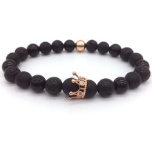 Load image into Gallery viewer, 2018 Hot Trendy Lava Stone Pave CZ Imperial Crown And Helmet Charm Bracelet For Men Or Women Bracelet Jewelry Pulseira hombres--152--
