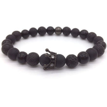 Load image into Gallery viewer, 2018 Hot Trendy Lava Stone Pave CZ Imperial Crown And Helmet Charm Bracelet For Men Or Women Bracelet Jewelry Pulseira hombres--152--