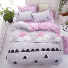 Load image into Gallery viewer, Classic bedding set 5 size grey blue flower bed linens 4pcs/set duvet cover set Pastoral bed sheet AB side duvet cover 2018 bed-35-