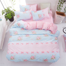 Load image into Gallery viewer, Classic bedding set 5 size grey blue flower bed linens 4pcs/set duvet cover set Pastoral bed sheet AB side duvet cover 2018 bed-35-