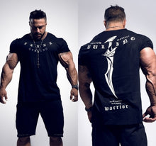 Load image into Gallery viewer, 2018 New Gyms Men BUKING Summer Bodybuilding and Fitness Mens Irregular hem Short Sleeve T-shirt Shirt--125--