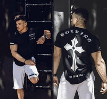 Load image into Gallery viewer, 2018 New Gyms Men BUKING Summer Bodybuilding and Fitness Mens Irregular hem Short Sleeve T-shirt Shirt--125--