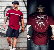 Load image into Gallery viewer, 2018 New Gyms Men BUKING Summer Bodybuilding and Fitness Mens Irregular hem Short Sleeve T-shirt Shirt--125--