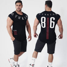 Load image into Gallery viewer, 2018 New Gyms Men BUKING Summer Bodybuilding and Fitness Mens Irregular hem Short Sleeve T-shirt Shirt--125--