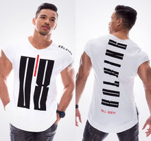 Load image into Gallery viewer, 2018 New Gyms Men BUKING Summer Bodybuilding and Fitness Mens Irregular hem Short Sleeve T-shirt Shirt--125--