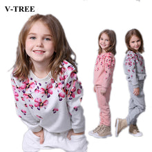 Load image into Gallery viewer, V-TREE Spring autumn girls clothing set floral kids suit set casual two-piece sport suit for girl tracksuit children clothing--133--