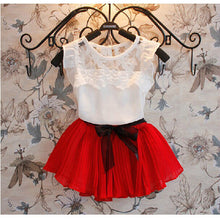 Load image into Gallery viewer, Fashion Baby Girls Clothing Sets New Summer 2017 Sleeveless Tops Tees + Lace Skirt 2 Pcs Suit Casual Children Pullover Clothes--138--