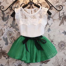 Load image into Gallery viewer, Fashion Baby Girls Clothing Sets New Summer 2017 Sleeveless Tops Tees + Lace Skirt 2 Pcs Suit Casual Children Pullover Clothes--138--