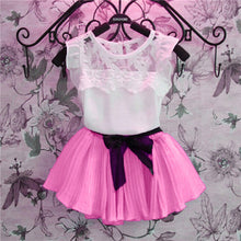 Load image into Gallery viewer, Fashion Baby Girls Clothing Sets New Summer 2017 Sleeveless Tops Tees + Lace Skirt 2 Pcs Suit Casual Children Pullover Clothes--138--