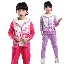 Load image into Gallery viewer, V-tree Spring Autumn teenage girls clothing set zipper sports clothes for girls children tracksuit kids sport suit 4-12T--132--