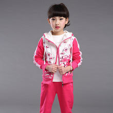 Load image into Gallery viewer, V-tree Spring Autumn teenage girls clothing set zipper sports clothes for girls children tracksuit kids sport suit 4-12T--132--
