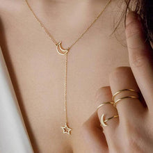 Load image into Gallery viewer, Fashion Moon Star Pendant Choker Necklace Gold Color Alloy Zinc Chain Necklace Necklace For Women Party Jewelry Archery Necklace--157--