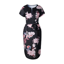 Load image into Gallery viewer, DeRuiLaDy Floral Printed Boho Dress Women 2018 New Short Sleeve Split Sundress Dresses Female Casual Beach Summer Dress Vestidos--104--
