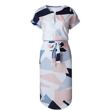 Load image into Gallery viewer, DeRuiLaDy Floral Printed Boho Dress Women 2018 New Short Sleeve Split Sundress Dresses Female Casual Beach Summer Dress Vestidos--104--