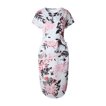Load image into Gallery viewer, DeRuiLaDy Floral Printed Boho Dress Women 2018 New Short Sleeve Split Sundress Dresses Female Casual Beach Summer Dress Vestidos--104--