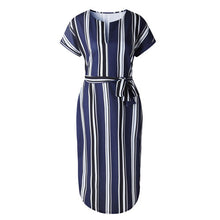 Load image into Gallery viewer, DeRuiLaDy Floral Printed Boho Dress Women 2018 New Short Sleeve Split Sundress Dresses Female Casual Beach Summer Dress Vestidos--104--