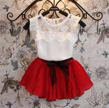 Load image into Gallery viewer, 2017 Girls Clothing Sets Summer Lace Fashion Style Baby Clothes For Girls T-Shirt + Skirts 2Pcs Kids Flower Cupcake Cute Skirt--127--