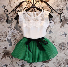 Load image into Gallery viewer, 2017 Girls Clothing Sets Summer Lace Fashion Style Baby Clothes For Girls T-Shirt + Skirts 2Pcs Kids Flower Cupcake Cute Skirt--127--