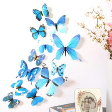 Load image into Gallery viewer, 12pcs/lot 3D PVC Wall Stickers Magnet Butterflies DIY Fridge Magnet stickers Home Decor Poster Kids Rooms Wall Room Decoration -38-